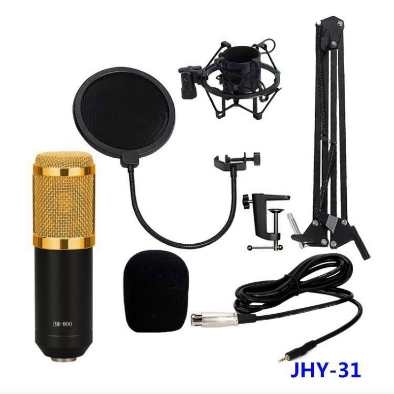 Combo Mic Thu Âm BM800 Giá Kèm Giá Đỡ Và Màng Lọc.