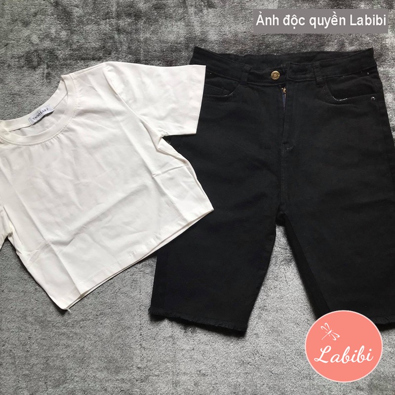 Quần Jeans Lửng Nữ Đen Trắng Co Giãn, Quần Ngố Jean Đùi Nữ Trơn Basic, Labibi Closet | BigBuy360 - bigbuy360.vn