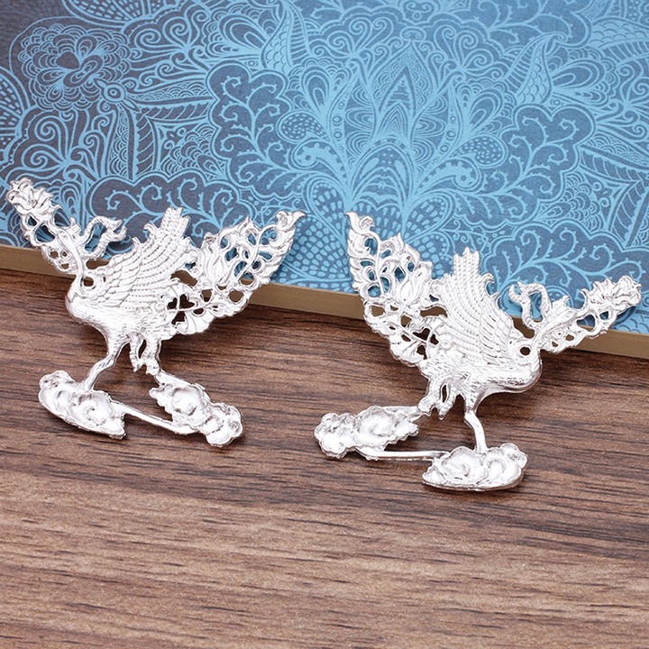 1 cặp phiến đúc phượng hoàng cưỡi mây 43*50mm chim hạc cưỡi mây nguyên liệu làm trâm làm trang sức cổ trang