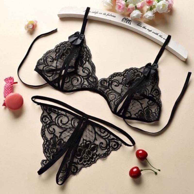 Bồ đồ lót nữ ❤️FREESHIP❤️Bộ đồ lót ren xẻ khe sexy( shop che tên sản phẩm)