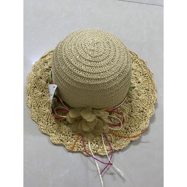 Nón cói đi biển cho bé gái từ 1-6 tuổi, vòng đầu 52cm