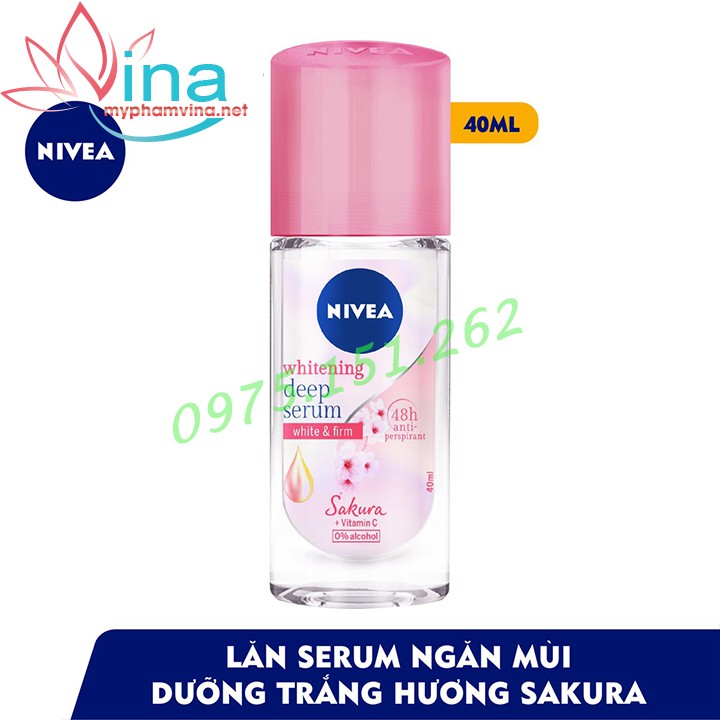 LĂN NGĂN MÙI NIVEA WHITENING DEEP SERUM SAKURA 40ML