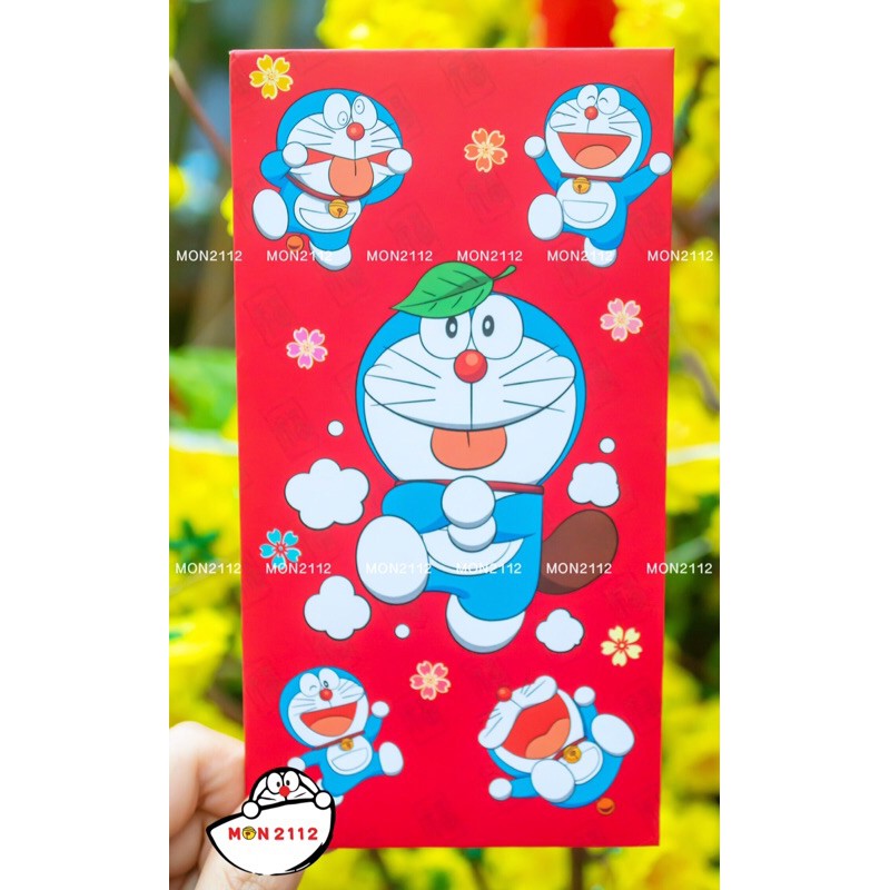 Set 10 bao lì xì Doraemon Doremon Tết size dài loại dày cao cấp