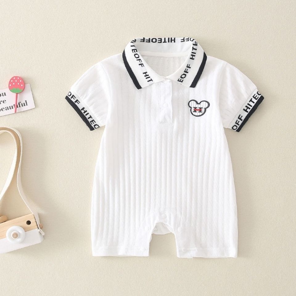 Bộ Áo Liền Quần POLO Tay Ngắn In Họa Tiết Hoạt Hình Phong Cách Hàn Quốc Thời Trang Mùa Hè Cho Bé Trai