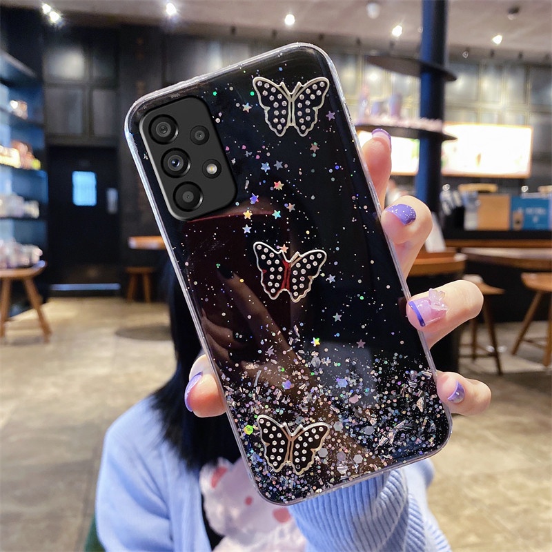 Ốp Lưng Kim Tuyến Đính Hình Bướm Nhiều Mẫu Mã Cho Điện Thoại Samsung Galaxy A53 A33 A73 S22+ S21+ 5G