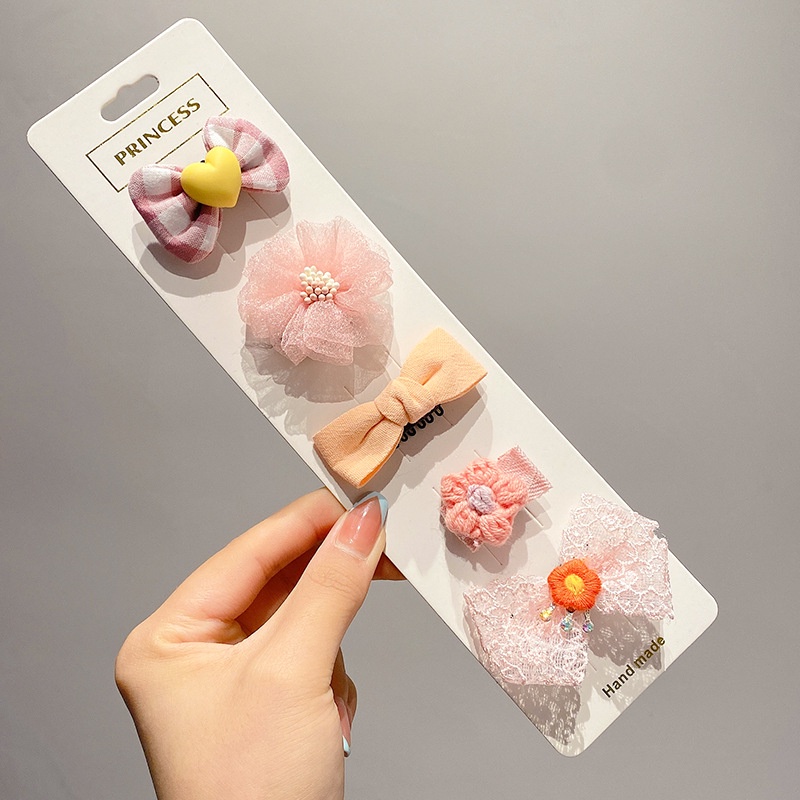 Set 5 kẹp tóc nơ thời trang phong cách Hàn quốc dễ thương cho bé gái