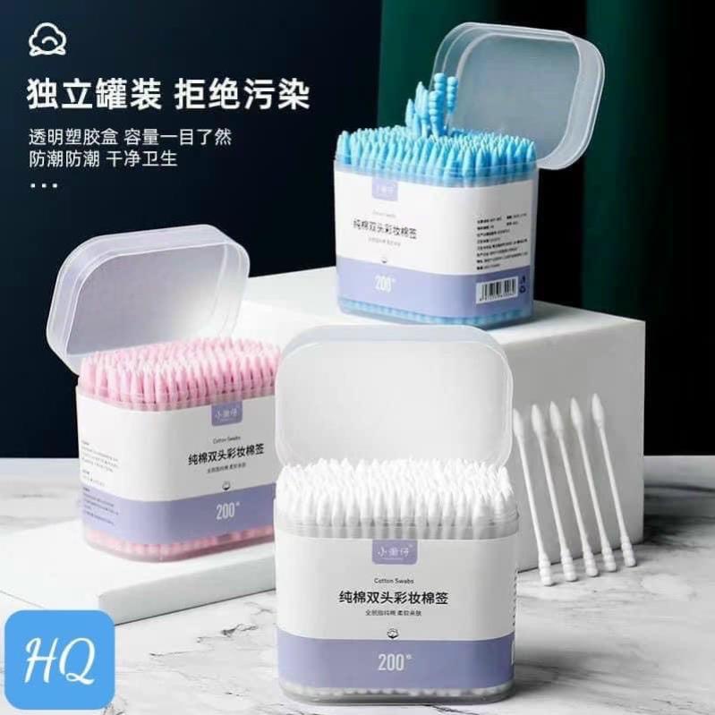[FREESHIP] Hộp 200 Chiếc Tăm Bông Ngoáy Tai 2 Đầu
