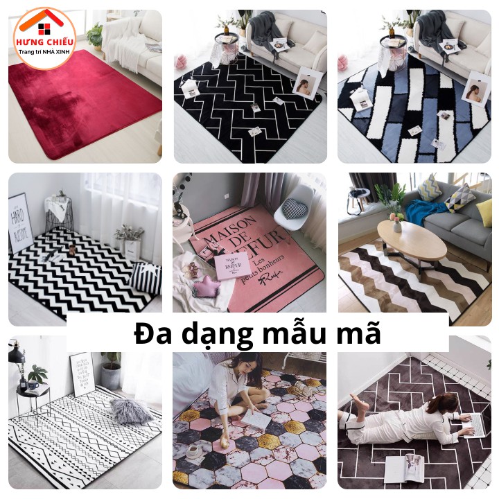 Thảm trải sàn nỉ lì nhung lông mịn, thảm lót sàn lông cừu trang trí decor phòng khách mẫu mới 2022 Hưng Chiếu