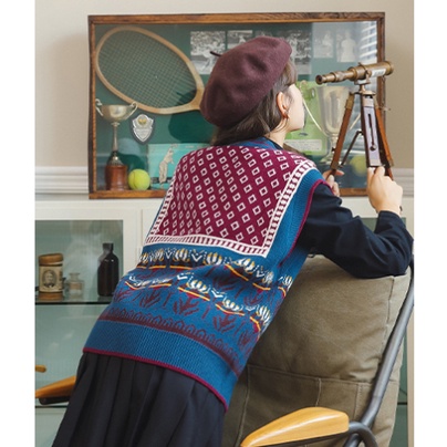 Áo khoác nữ không tay có nón phong cách retro Nhật Bản mới