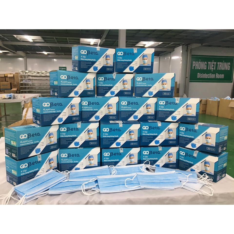 Khẩu trang y tế 4 lớp kháng khuẩn cao cấp chính hãng tiêu chuẩn quốc tế Gobeta - hộp 50 cái