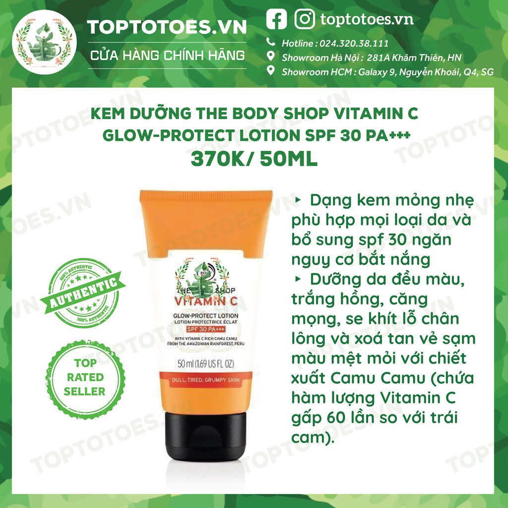 Kem dưỡng ngày The Body Shop Vitamin C Glow-protect Lotion SPF 30 PA+++ dưỡng da trắng hồng, căng bóng