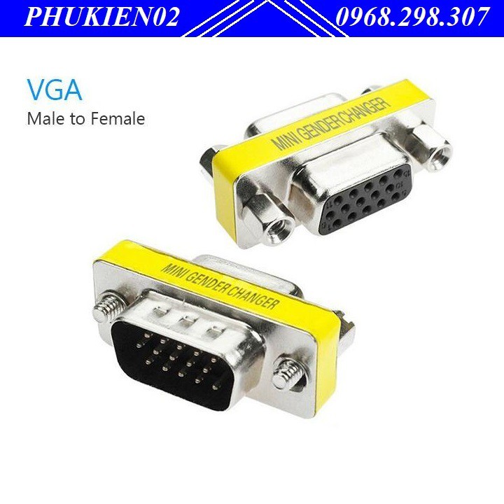 Đầu nối cáp VGA 1 đầu âm và 1 đầu dương lắp đặt một cách dễ dàng