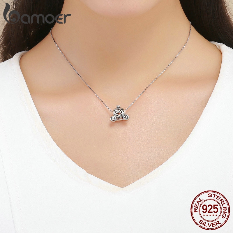 Hạt xâu trang sức Bamoer SCC792 hình trái bí ngô xinh xắn bạc 925