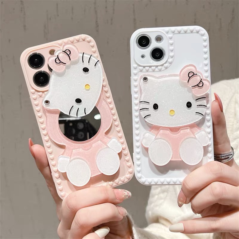 Hellokitty Ốp Điện Thoại tpu Mềm Tráng Gương Họa Tiết Chấm Bi Cho Iphone 12 pro max 11 pro max xs max xr x 13promax 7plus