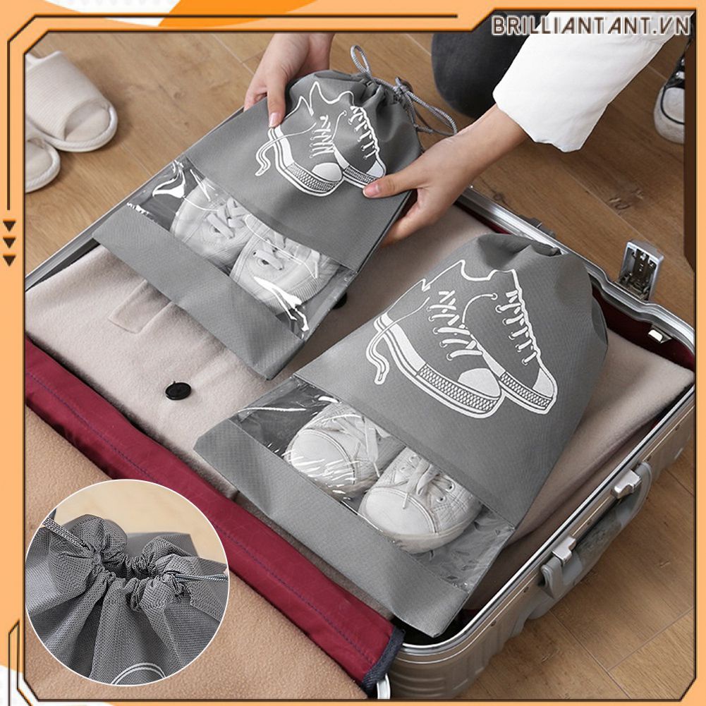 Vải Không Dệt Dây Rút Giày Túi Trữ Túi Đựng Giày Du Lịch Với Khe Trong Suốt Chống Nước Chống Bụi Túi Du Lịch Bri