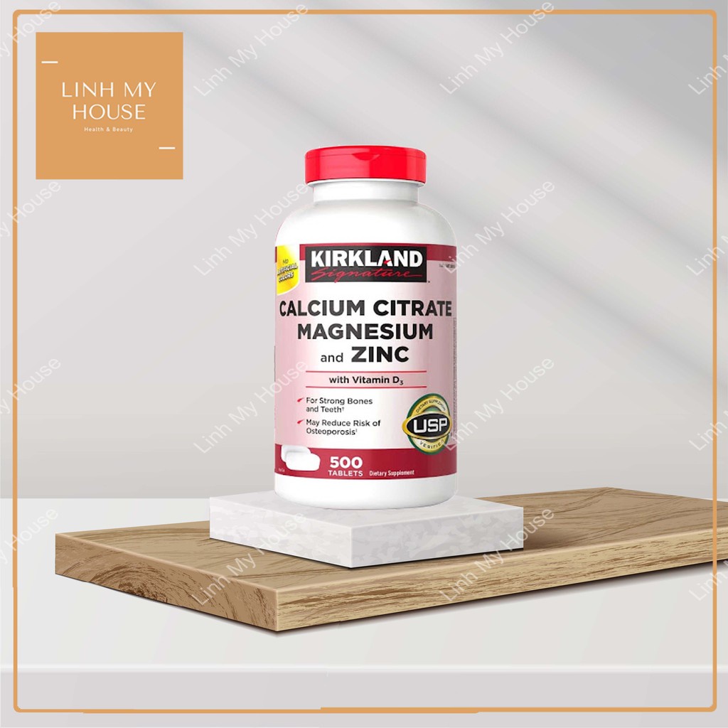 Viên uống Chắc xương Kirkland Calcium Citrate With Vitamin D, Magnesium and Zinc hộp 500 viên của Mỹ