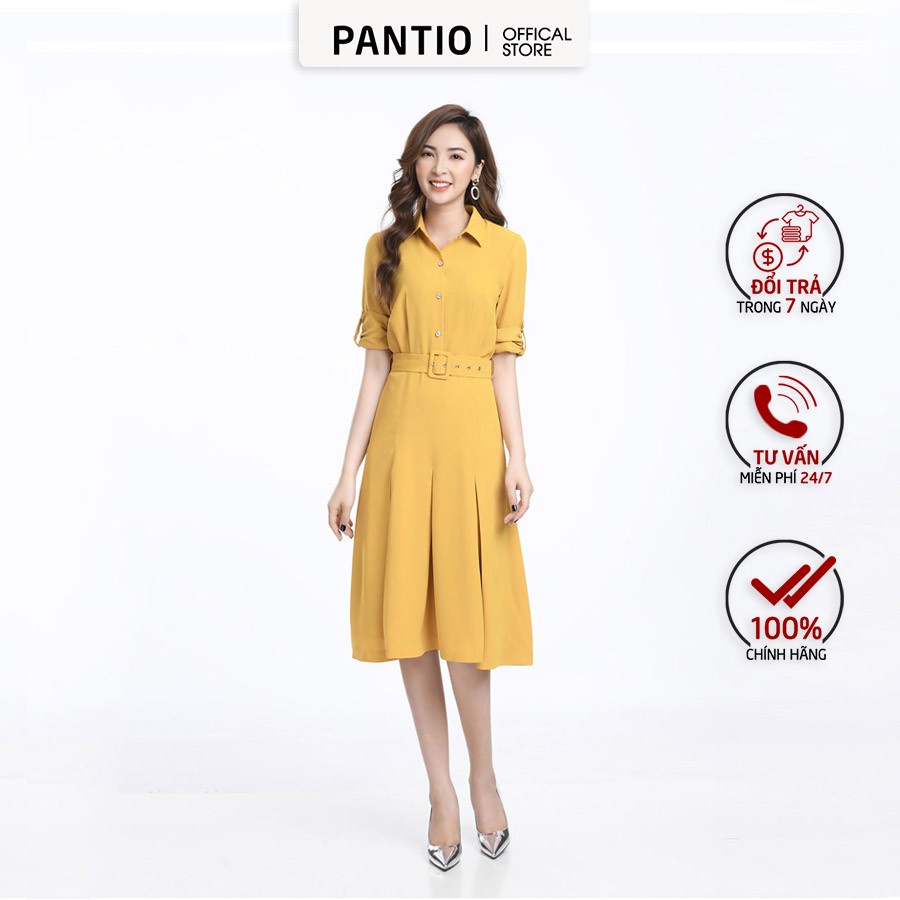 Đầm công sở chất liệu thô mềm thiết kế bo eo dáng suông FDC32737 - PANTIO