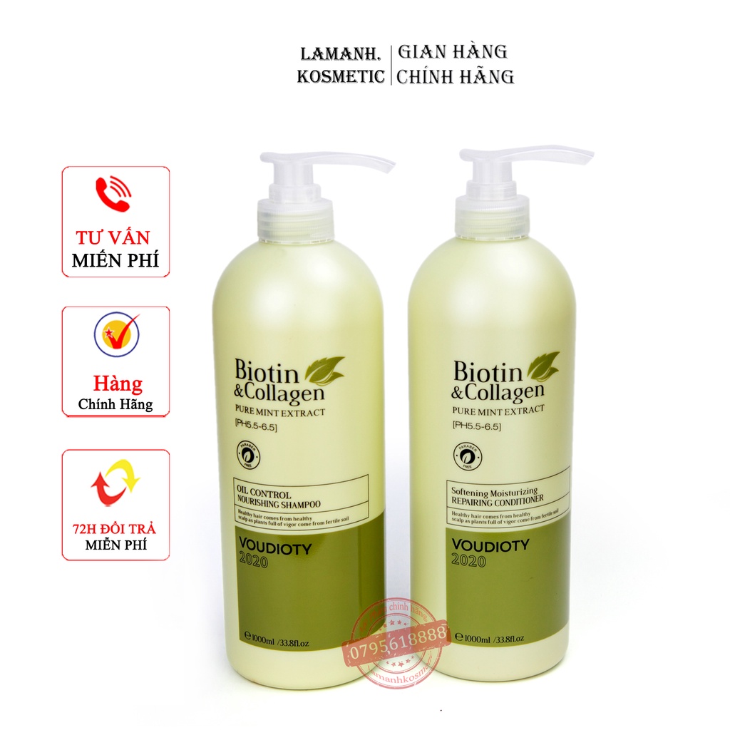 Dầu gội biotin & collagen, kích thích mọc tóc chống rụng tóc, kiềm dầu dầu gội biotin cặp 500ml –1000ml  hàng chính hãng