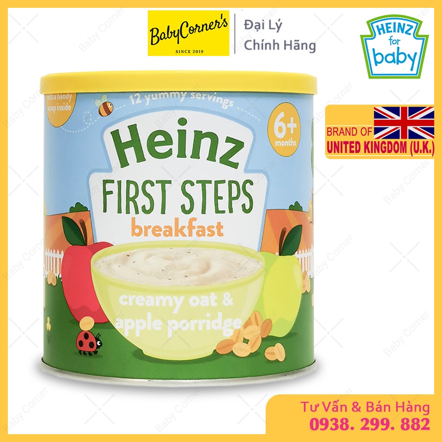Bột Ăn Dặm Heinz Vị Kem Yến Mạch Táo Cho Bé 6M+ Hộp 240g