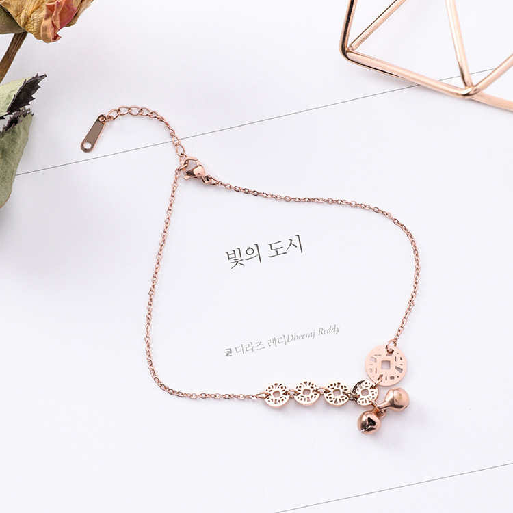 XiaoboACC Lắc Chân Bằng Thép Titan Đính Chuông Xinh Xắn Theo Phong Cách Hàn Quốc | BigBuy360 - bigbuy360.vn