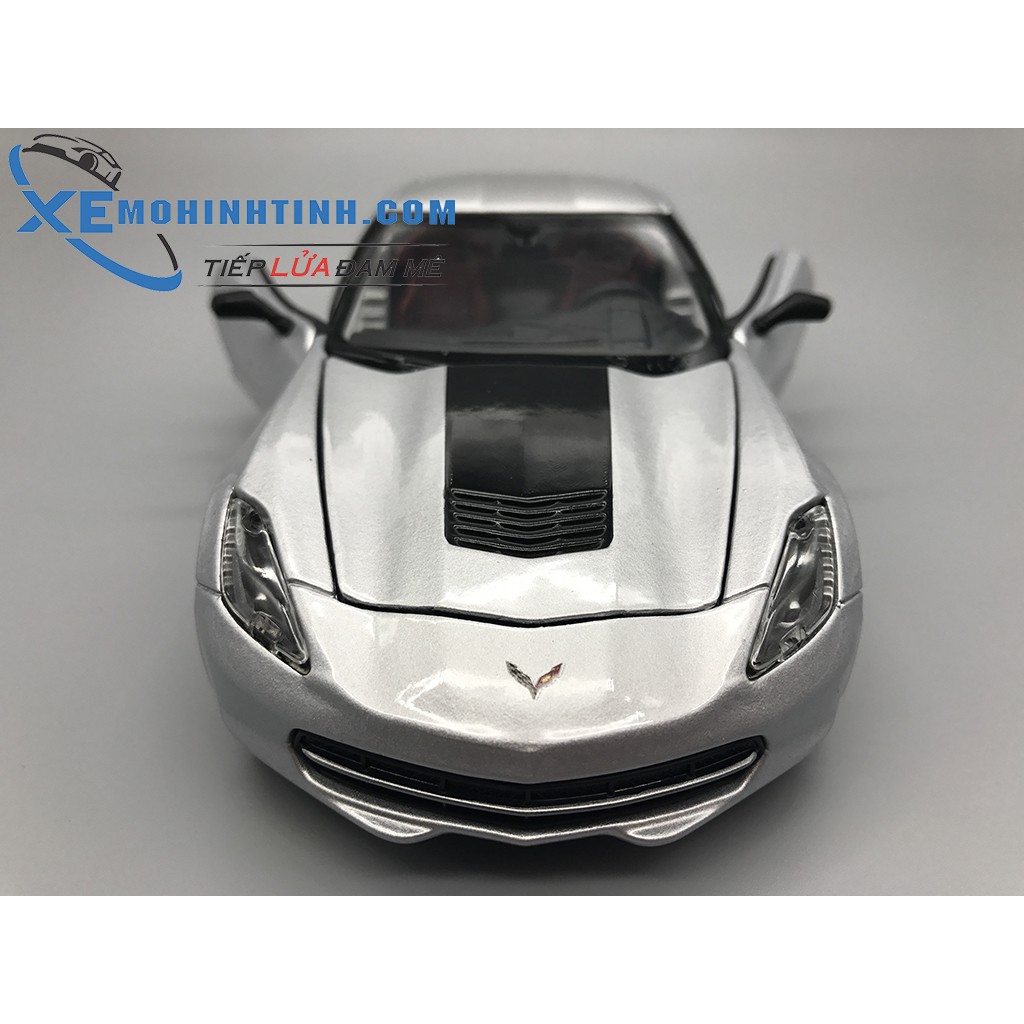 Xe Mô Hình Corvette Stingray 2014 1:24 Maisto (Bạc)