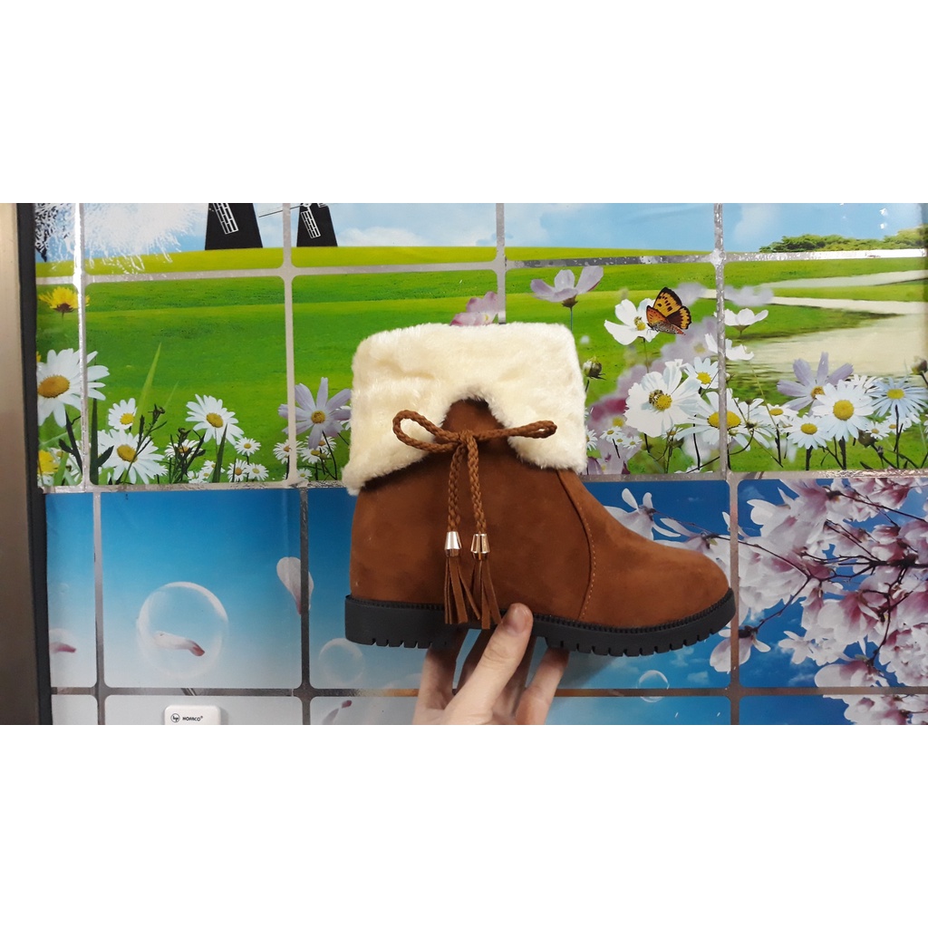 Boots Nữ-Giày Boots Nữ Da Lộn Lót Lông Kiểu Dáng Hàn Quốc | BigBuy360 - bigbuy360.vn