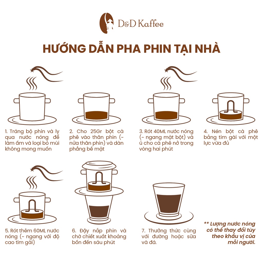 [Tặng Phin] Cà phê Pha Phin Robusta Blend, cà phê nguyên chất 100% - 02kg - D&amp;D Kaffee