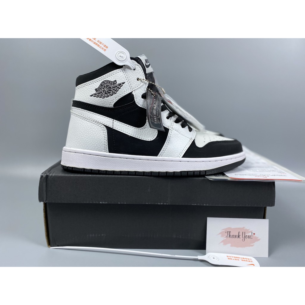 Giày Thể Thao Nữ Jordan 1 Mid White Black Da Nhăn Fullbox, Giày Sneaker Nữ JD 1 Cổ Mid Trắng Đen Xinh Dễ Phối Đồ