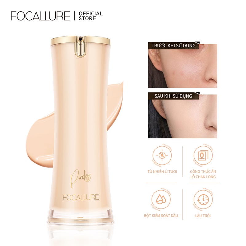 Focallure 01 hot PerfectBase Lasting Poreless Liquid Matte Foundation Invisible pores Natural Coverage Oil-control 30g | BigBuy360 - bigbuy360.vn