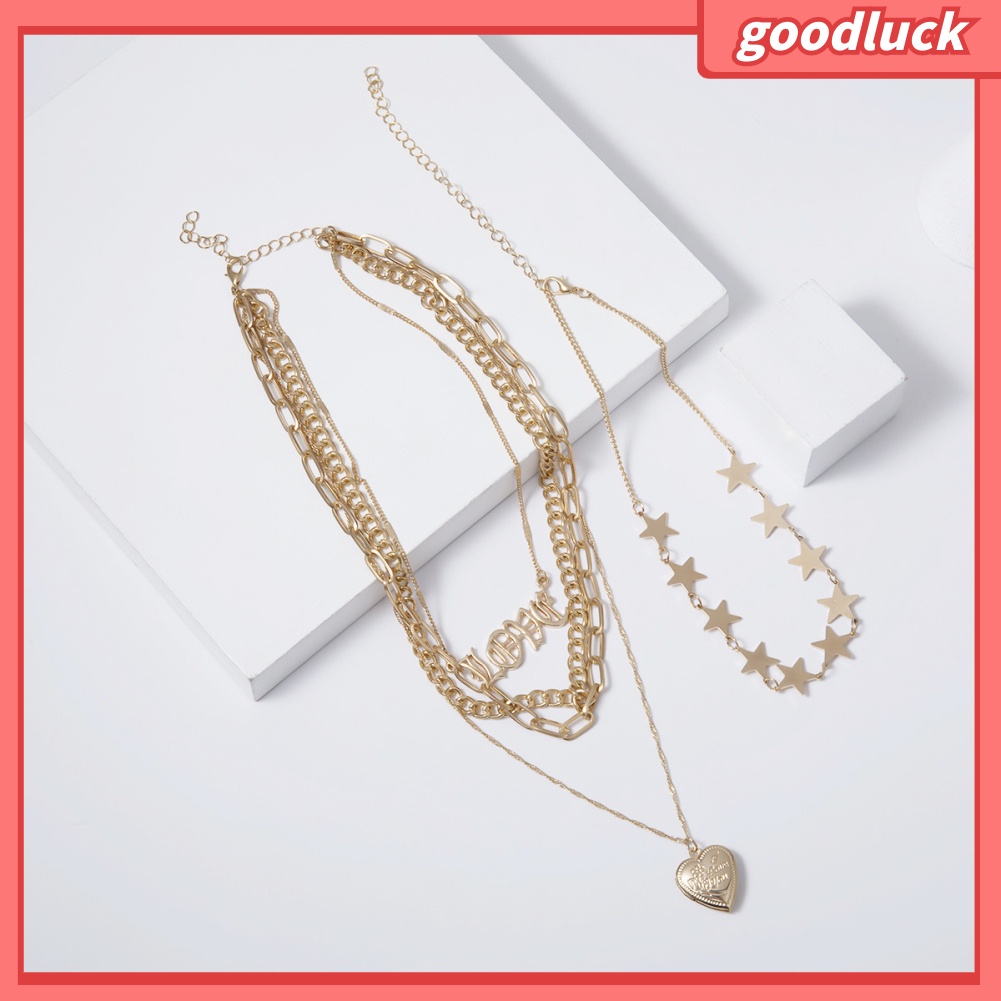 Set 5 Dây Chuyền Mặt Hình Ngôi Sao / Trái Tim Thời Trang Cho Nữ