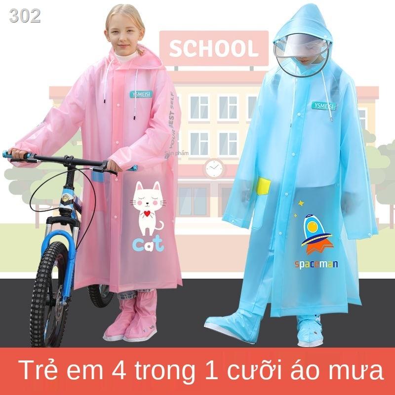 【bán chạy】Áo mưa trẻ em nam nữ, cấp 2, học sinh, bé đi học, vải dù dày dặn có dây kéo, balo hoạt hình