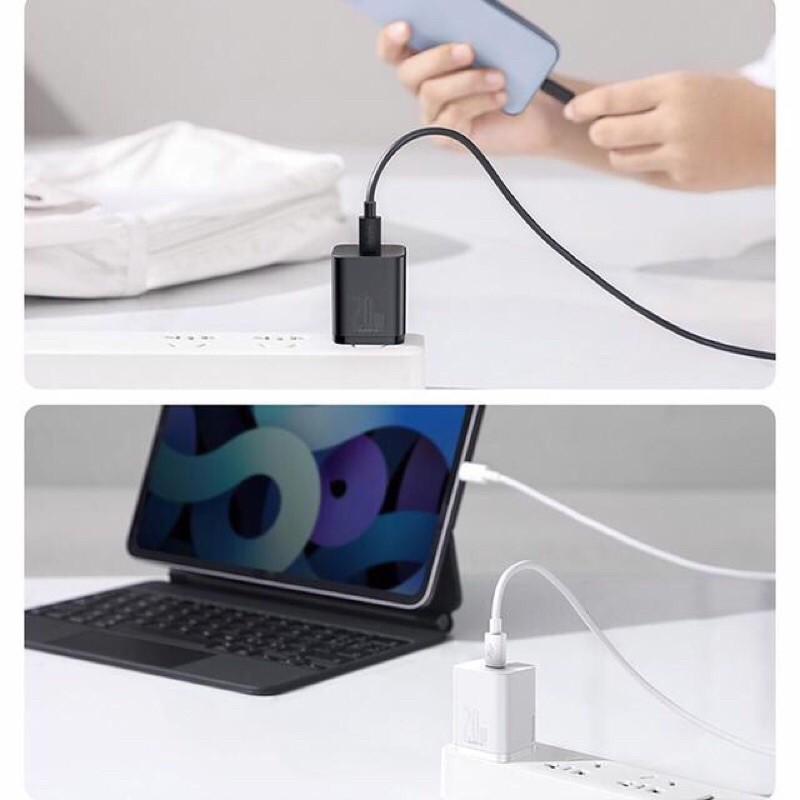 Sạc Nhanh Baseus Super Si USB C 20W, Cho iPhone 12 Pro Max, Hỗ Trợ Sạc Điện Thoại Di Động Sạc Nhanh Type C PD Forip