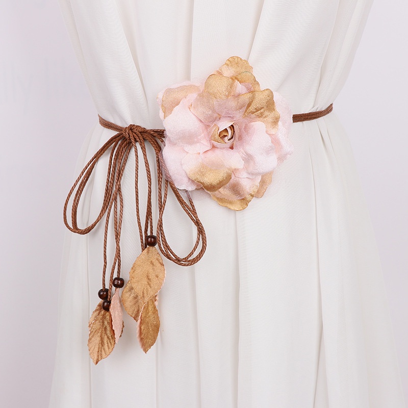 Đai váy hoa hồng lụa, dây lưng nữ hoa hồng vải