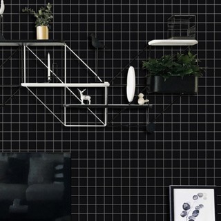 Decal giấy dán tường ô kẻ đen khổ 45cm ( giá bán 1m dài )