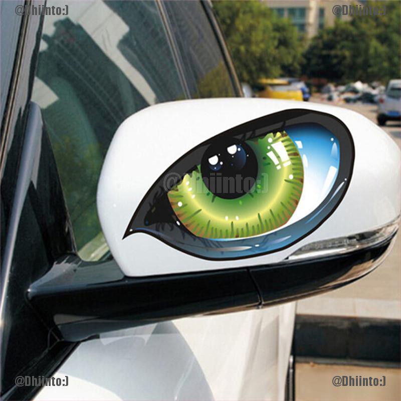 Cặp nhãn dán trang trí gương chiếu hậu xe hơi hình mắt mèo 3D độc đáo