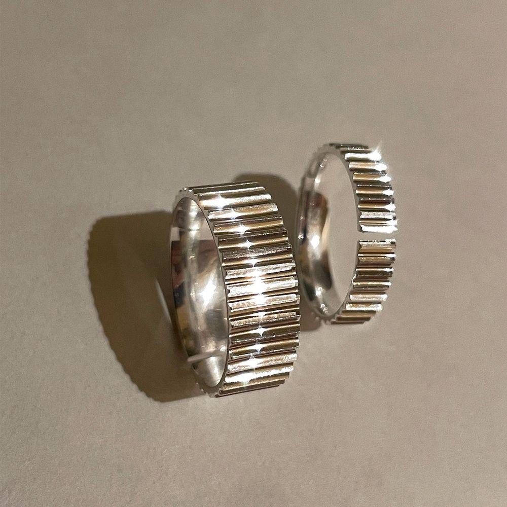 Nhẫn Hở Mạ Bạc Hình Bánh Răng Phong Cách Retro Cho Cặp Đôi