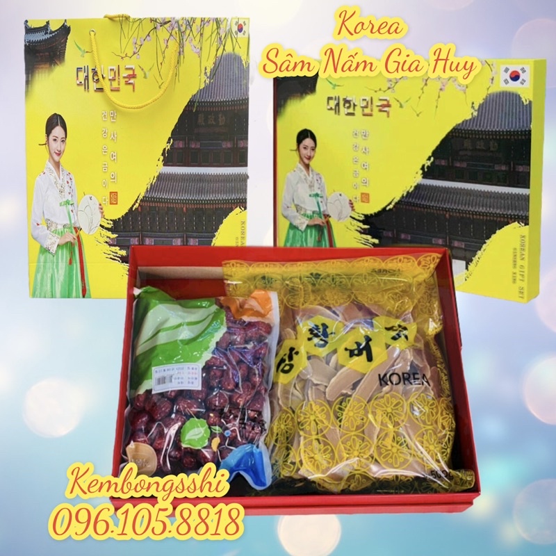 [SET QUÀ BIẾU] Hộp Quà Tặng Nấm Linh Chi, Táo Đỏ HÀN QUỐC [Hộp 1 kg táo + 0.5 kg nấm linh chi]