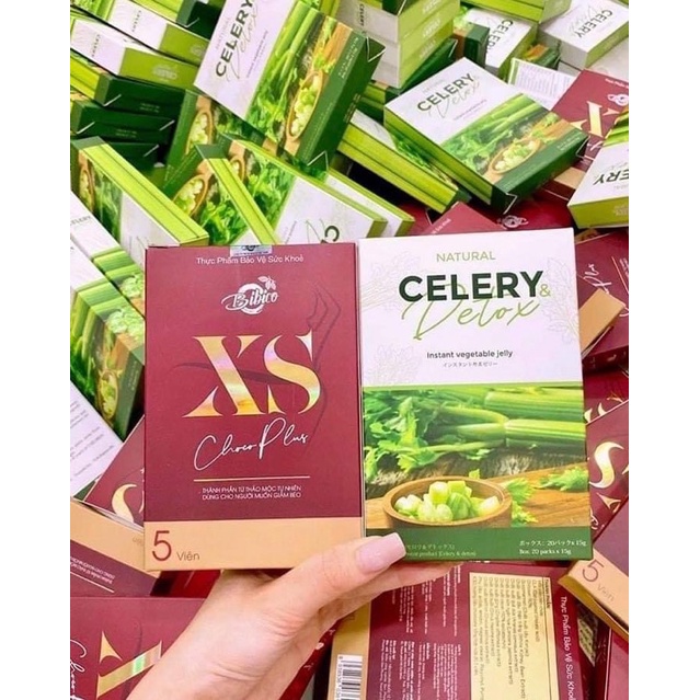 KẸO SOCOLA GIẢM CÂN ĐAN MẠCH XS PLUS MẪU MỚI tặng kèm 1 hộp Detox Rau Củ chính hãng