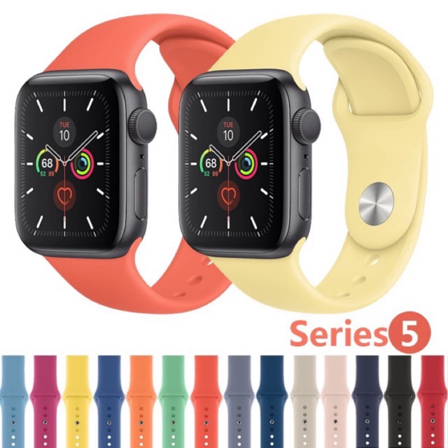 Dây đeo silicon thay thế cho đồng hồ Apple Watch series 1/2/3/4/5/6/7/SE size 38mm-40mm-42mm-44mm nhiều màu tuỳ chọn