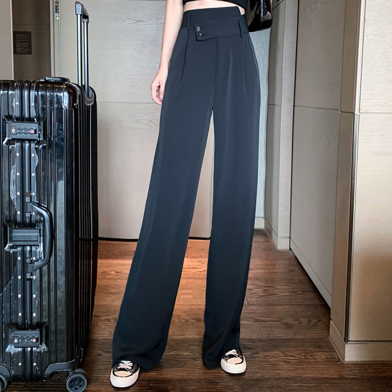 Suit pants spring and summer 2021 new style Korean version of high waist wide leg pants loose casual pants women s thin all-match trousers