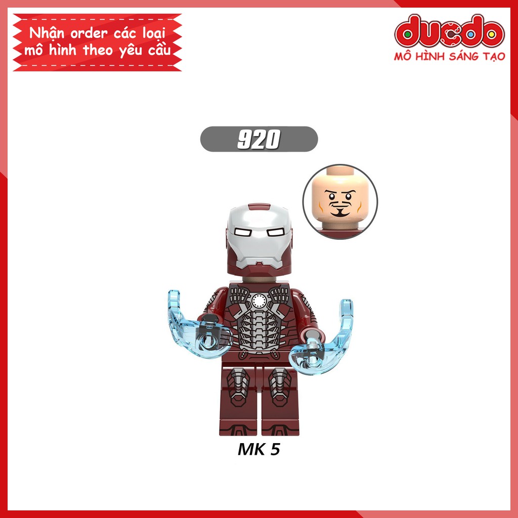 Minifigures MK2, MK3, Dance, MK5, MK4, MK22, MK8, Tony - Đồ chơi Lắp ghép Xếp hình Mini Iron Man Super Hero XINH 0199