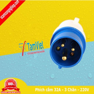 Phích cắm công nghiệp 1 pha 32A 3 chấu-Ổ cắm Tâm Việt