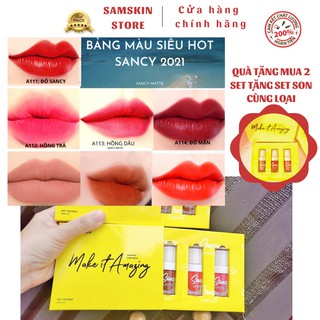 Set 3 Cây Son Kem Lì SANCY MATTE Velvet Tint Chính Hãng Lên Màu Cực Chuẩn Mềm Mịn Môi Nhiều Dưỡng Siêu Dễ Thương