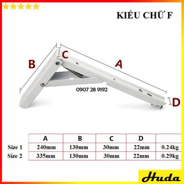 Ke gập chịu lực treo tường giá đỡ bàn gập thông minh dài 20-25-30-35cm ( bộ 2 chiếc )