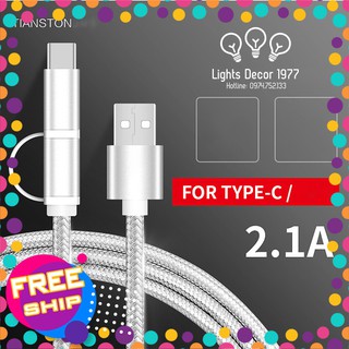 [NLSP29]Dây cáp sạc nhanh 2 in 1 Type-C và Micro USB dài 1,5 CM Nhãn hiệu TIANSTON🌟✨[SIÊU SALE]🌟✨Dây sạc đa năng