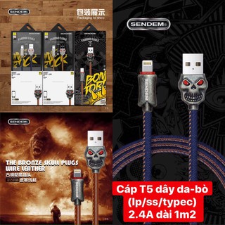 (Bảo hành 1 năm) Cáp sạc Sendem T5 - Đầu lâu sành điệu