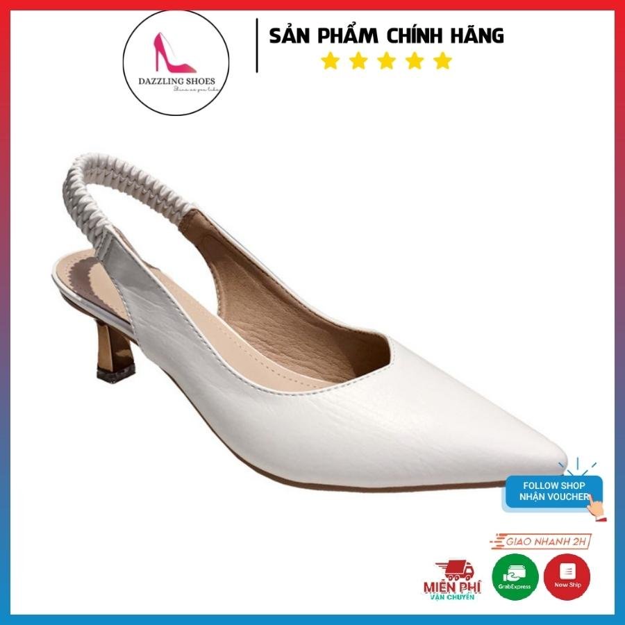 Giày Cao Gót Nữ Mũi Nhọn, Slingback Đế Mảnh Cao 5P, Quai Hậu Chất Liệu Da Mềm Êm Chân-DA584