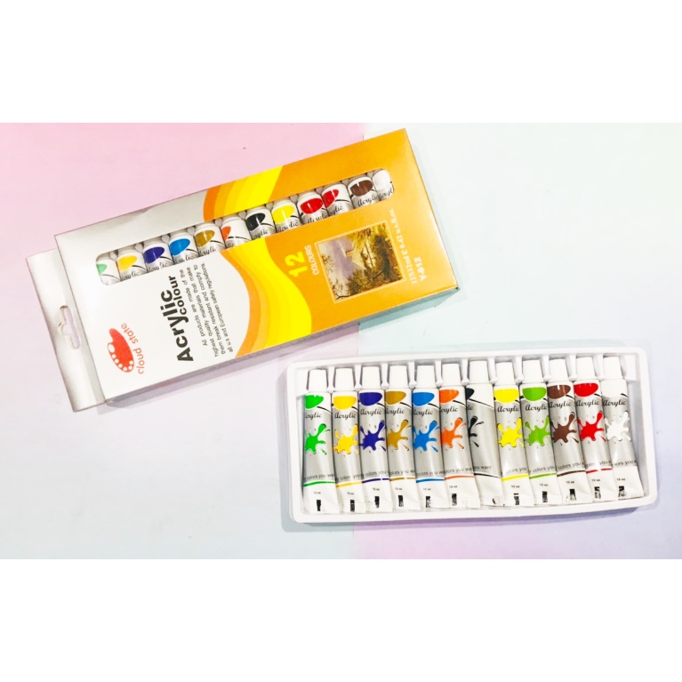 Set 12 màu acrylic vẽ màu nước chuyên nghiệp 12 ML