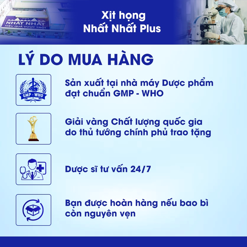 Xịt Họng Nhất Nhất Plus - Giúp Giảm Ho, Giảm Đau Rát, Ngứa Họng - Chai 20 ml