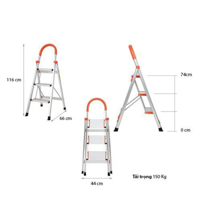 Thang ghế (thang bậc, thang thông minh dùng cho chung cư) inox loại 3 bậc , loại 4 bậc